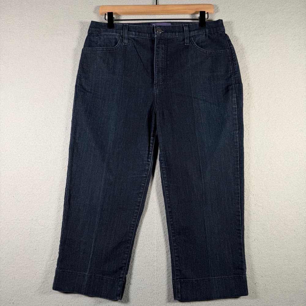 NYDJ Not Your Daughters Jeans Dark Wash Capris Lift Tuck Size 12 10086 USA Made